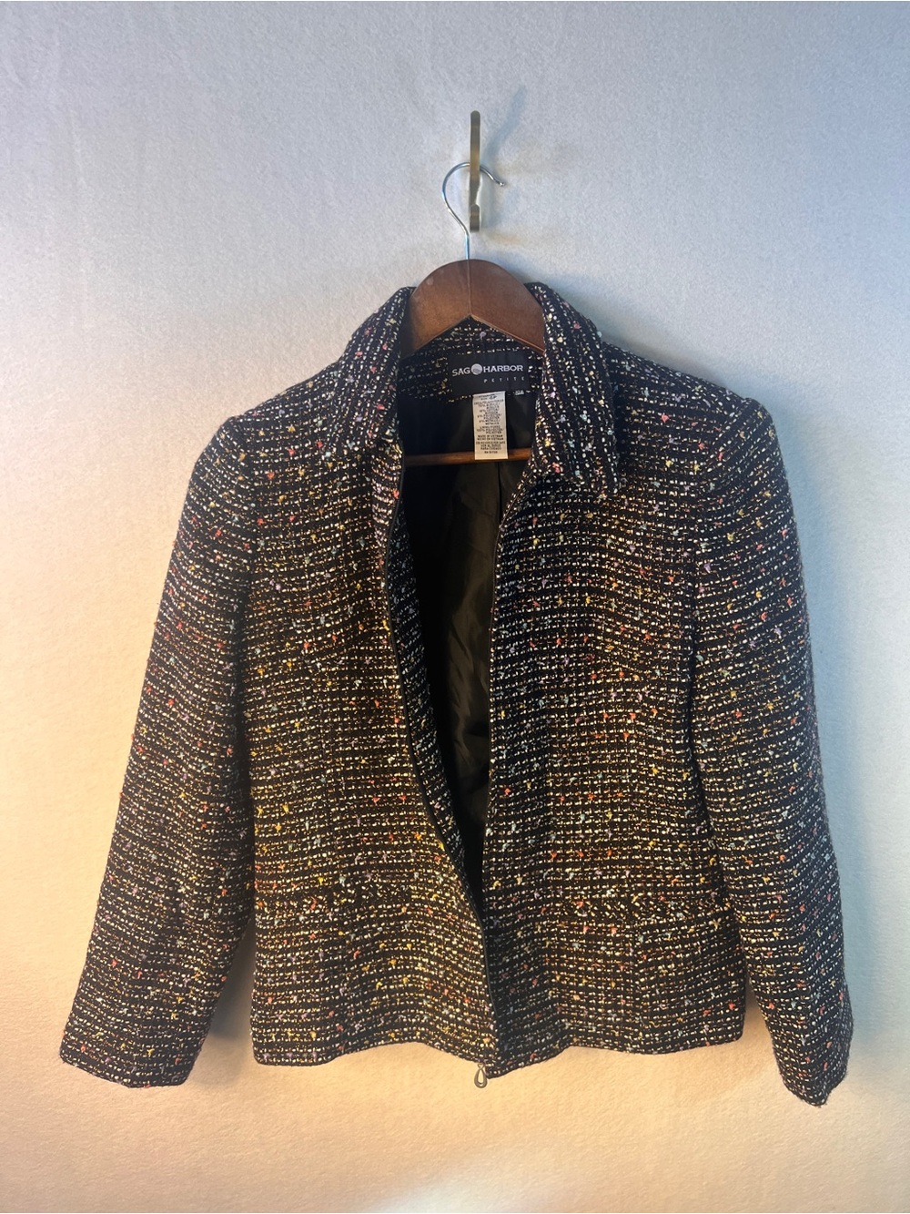 Sag Harbor Black Tweed Jacket with Multicolor Flecks